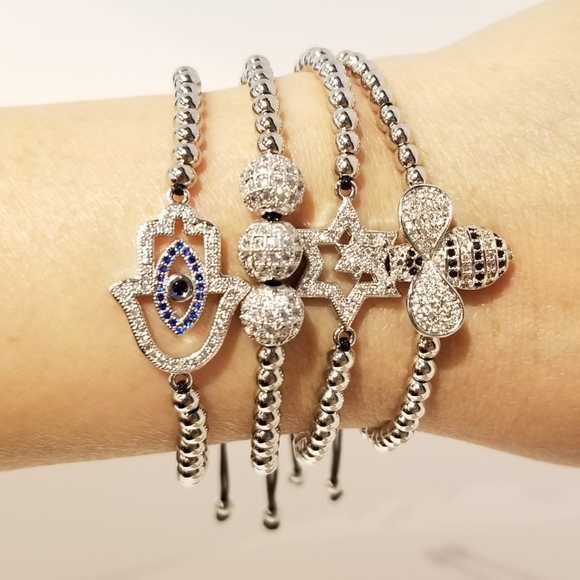 NEW Hamsa Evil Eye Pave CZ Bracelet - Picture 7 of 7